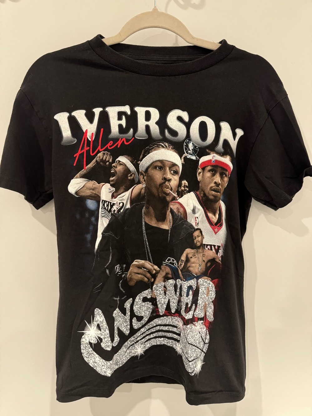 Allen Iverson Black Graphic Tee - Men's Basketball Shirt Size S/M